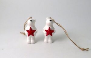 Polar Bear with Red Star Tree Decoration